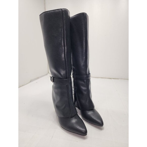 a new day Shoes - A New Day Women's Faux Leather Zipper Knee Dress Boots Wedge Heel Size 7.5